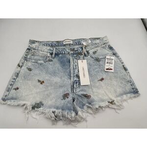 Driftwood Shorts Womens 27 Denim Embroidered Boho Cut Off